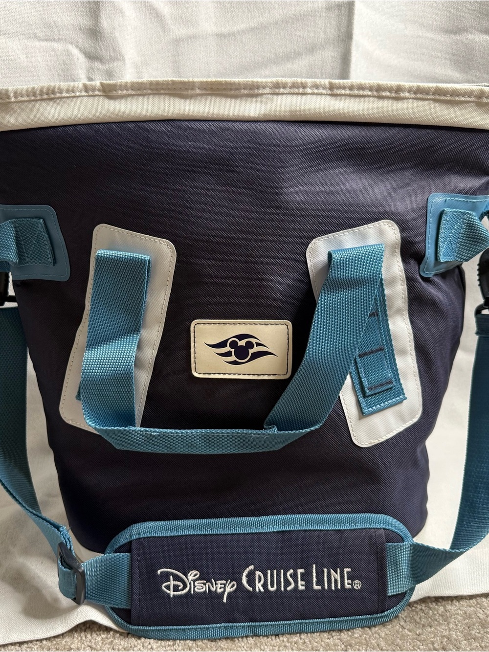 Disney Cruise Line DCL Insulated Cooler Tote Bag Navy Teal Mickey Shoulder Strap